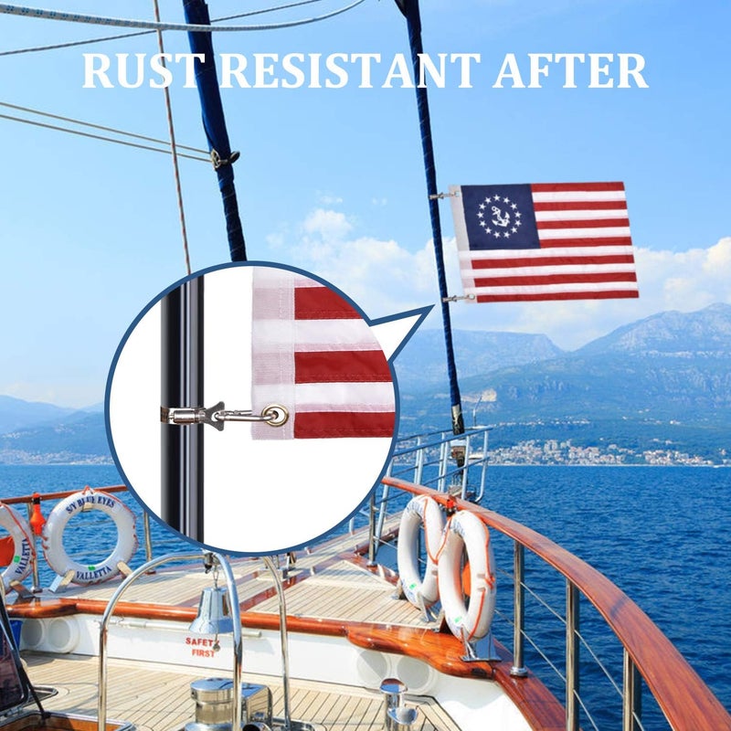 FLAGMESAGE Universal Boat Flag Marine 16"x24" with 4 Boat Flag Pole Kits, Ensign Nautical American Flag Fully with Sewn Stripes for Yacht Boat - Image 4